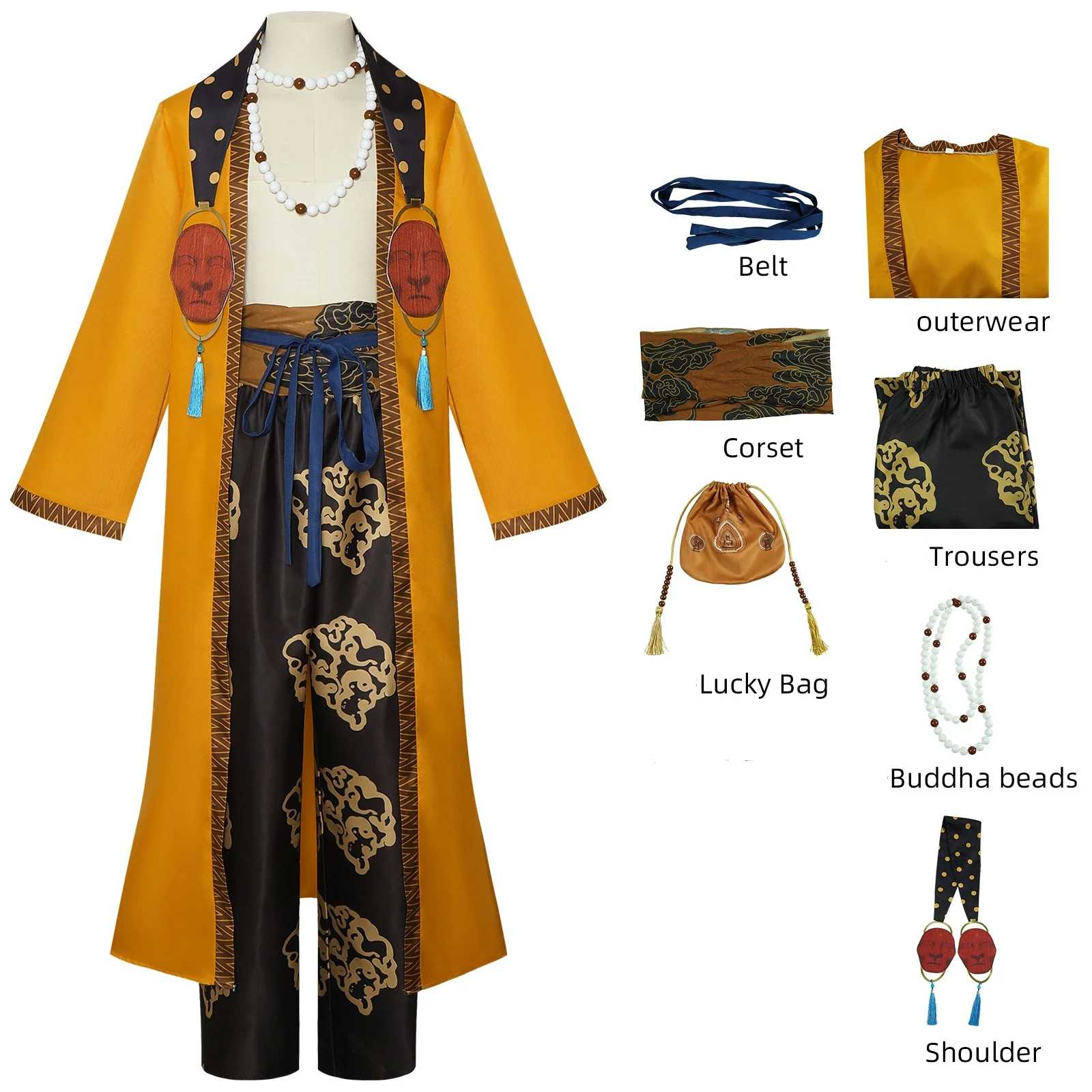 

Anime Game Black Myth Wukong Cosplay Costume Adult Monkey King Uniform Props Halloween Carnival Party Clothing