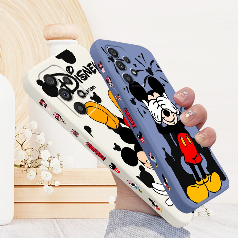 Mickey Disney Schattige Cartoon Vloeistof Links Touw Voor Samsung Noot 20 10 A54 A31 A14 A03 A22 A34 A04 A24 A25 Ultra Plus 5G Zacht