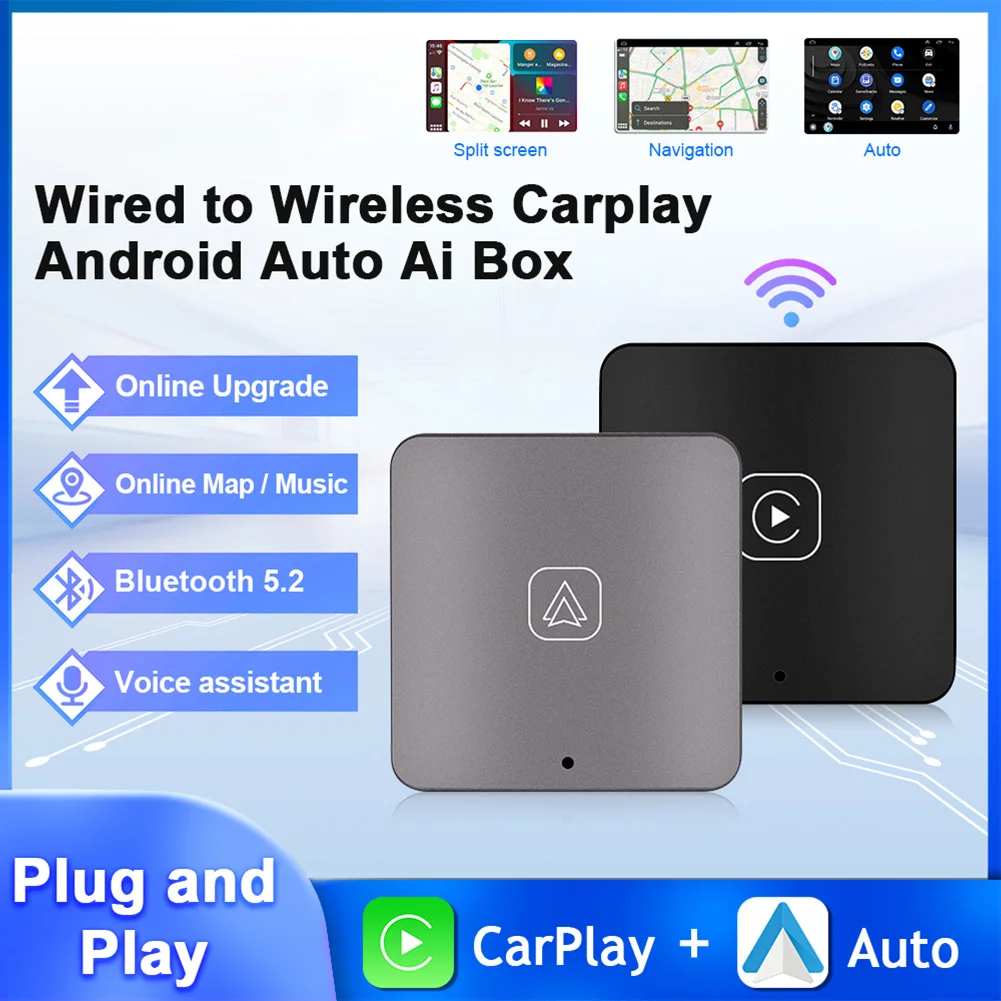 

Проводной и беспроводной адаптер для CarPlay Android Auto Автомобильный адаптер Bluetooth WIFI Plug and Play Автоматическое сопряжение Беспроводной ключ Carplay
