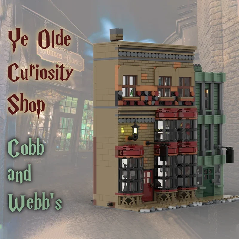 

1068pcs MOC Knockturn Alley Ye Olde Curiosity & Cobb & Webbs Harry Building Blocks Magic Addition to Christmas Building Gift