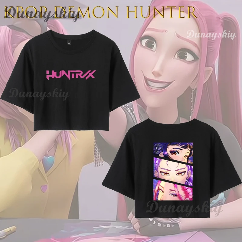 BKPop Demon Hunters Mira Crop Top T-shirt Short Sleeve Sexy Cute Anime Cosplay Women Outfit Halloween Christmas