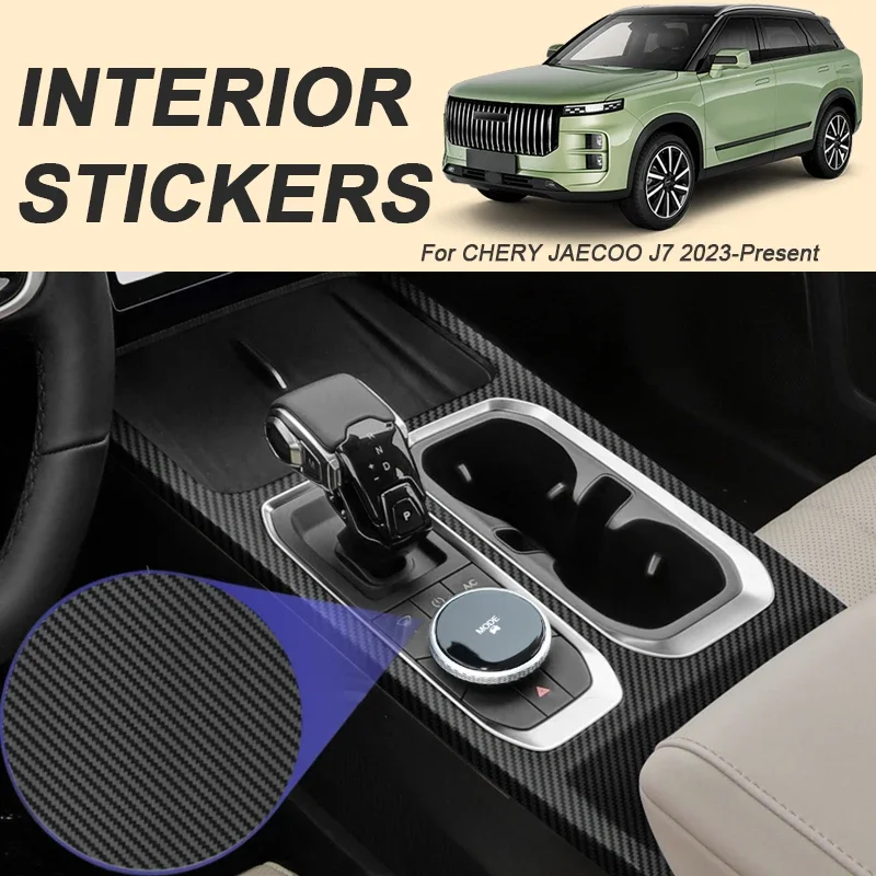 Car Carbon Interior Sticker Window Lifting Panel Decal Gear Door Protective Film Accessory For CHERY JAECOO J7 2023-Present LHD