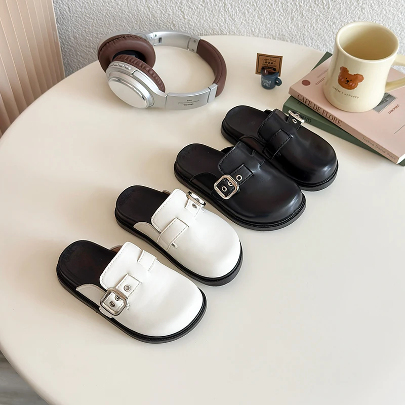 

Детские туфли на плоской подошве, детские тапочки без шнуровки для девочек, сабо с пряжкой для мальчиков, новинка 2025, летняя детская пляжная обувь для босиком, размеры 26–36 лет