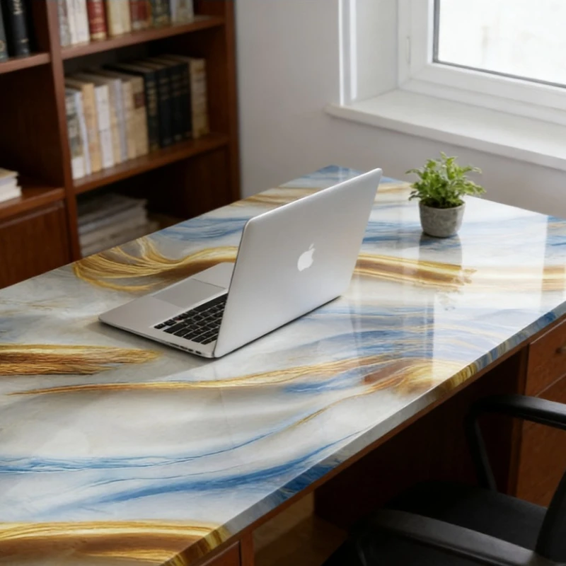 Blue Gold Marble Pattern Wallpaper Personalized and Fashionable Self-adhesive Wallpaper Waterproof Wall Sticker Background Wall