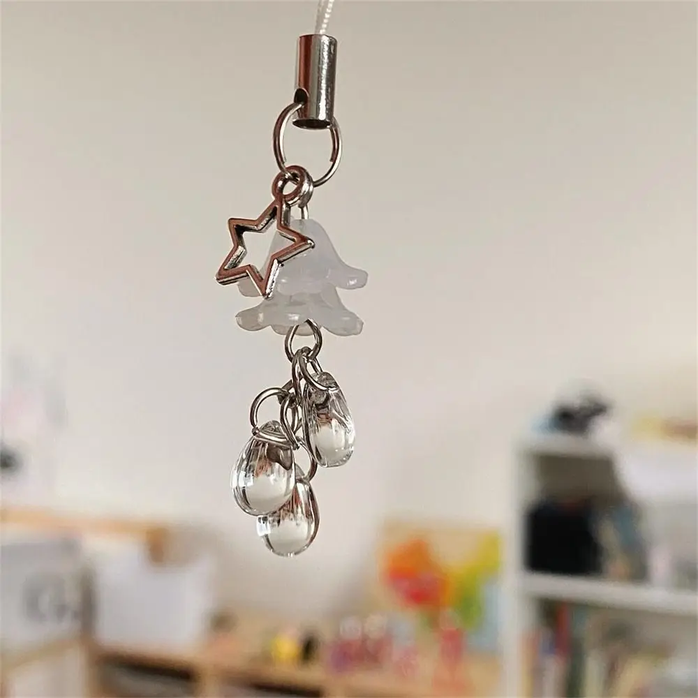 Phone Lanyard Y2k Phone Charm Beaded Keychain Fairy Core Star Jellyfish Pendant Glass Phonestraps Phone Chain Strap