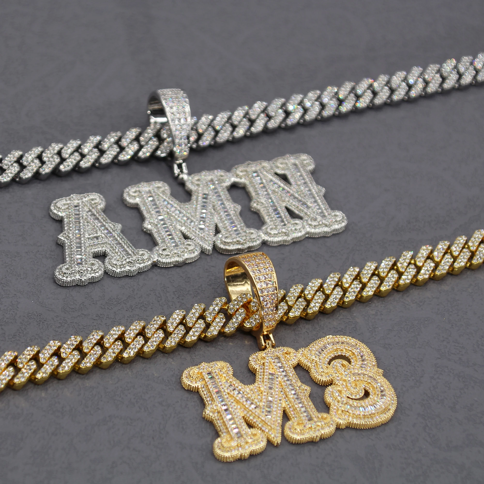 CUSTOM Big Gothic Style Letters Name Pendant with Cuban Link Chain Prom Party Jewelry Personalized Name Chain Hip-Hop Jewelry