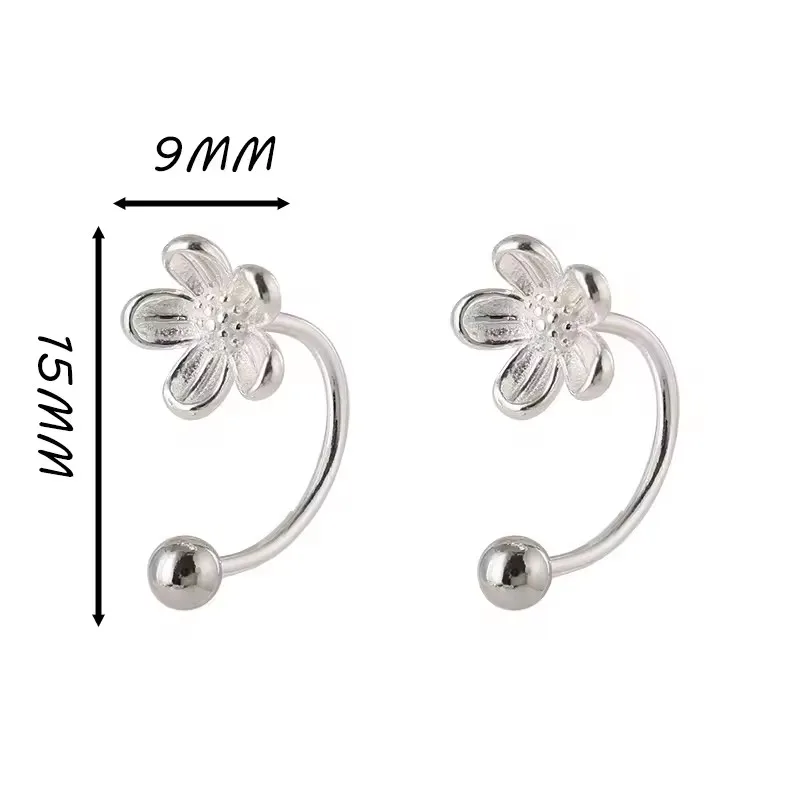 Sam Panda 925 Sterling Silver Flower Screw Puncture Stud Earrings for Women Fine Jewelry Light Luxury Minimalist Accessories