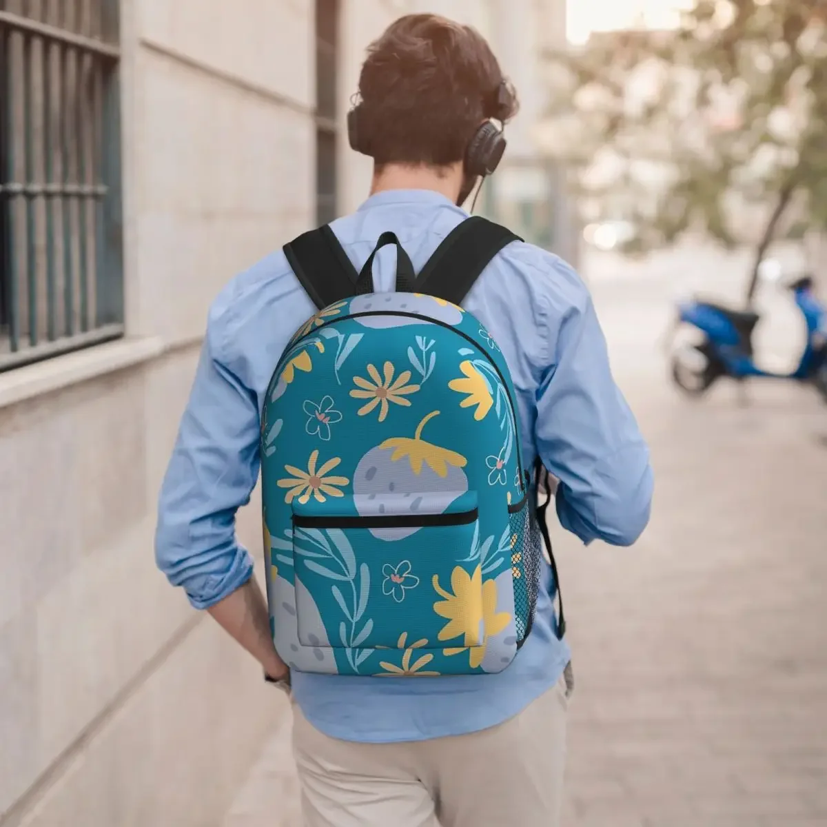 Cute Blue Strawberry Backpack Boys Girls BookBag Children School Bag Laptop Shoulder Bags for Men Women