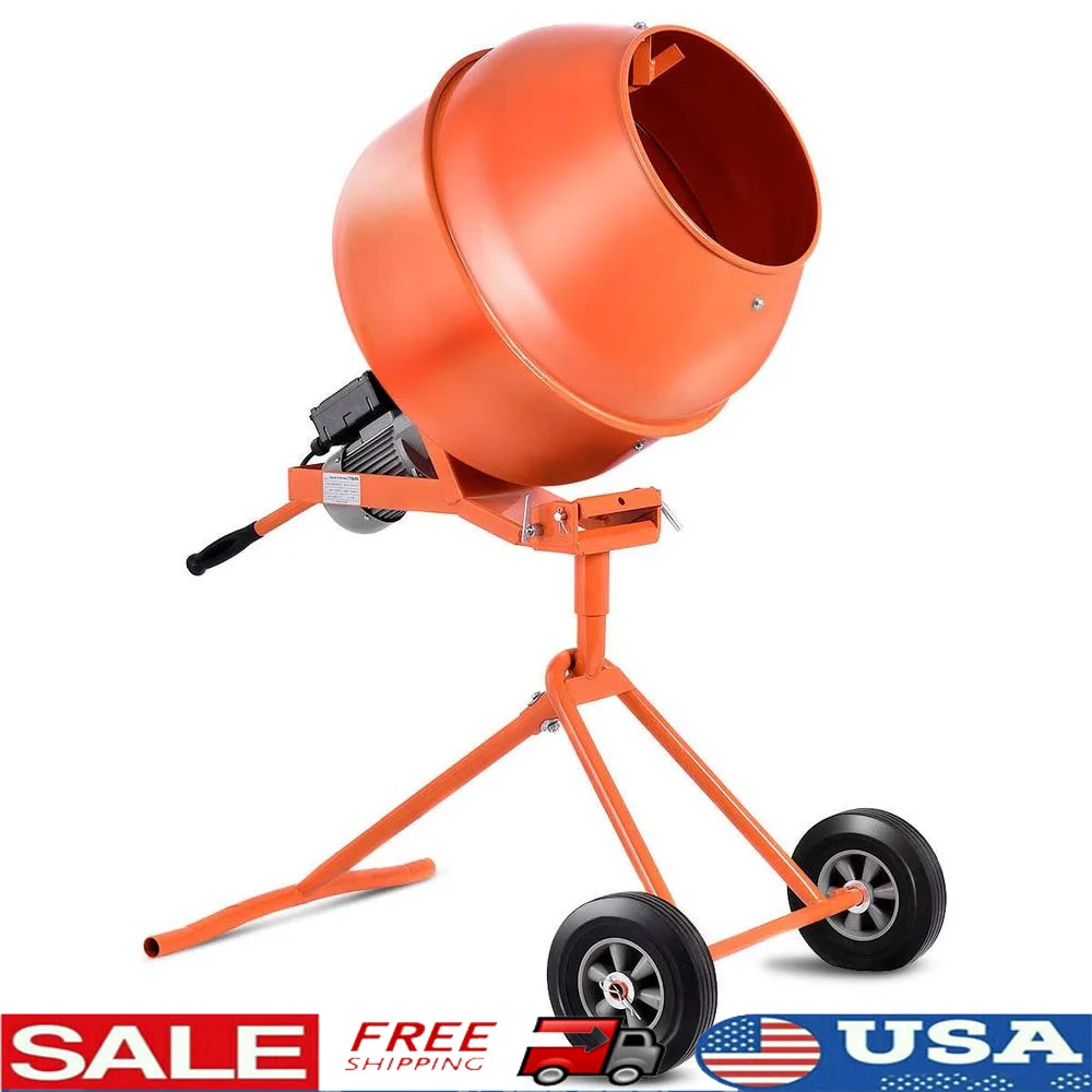 Heavy Duty 1/2HP Electric Concrete Cement Mixer 5.0 CU FT Barrow Machine with Safety Lock & Powerful Motor Ideal Stucco Mortar