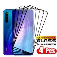 4PCS Full Cover Glass For Redmi Note 8 Glass Xiaomi Redmi Note 8 Glass Full Cover Glue 9H HD Screen Protector Redmi Note 8 Note8