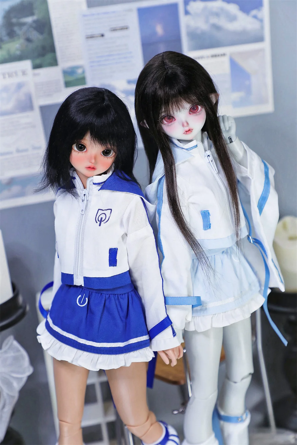 （customization 45day）BJD doll clothes suitable for 1/4  size blue set clothes set doll accessories (4 points)