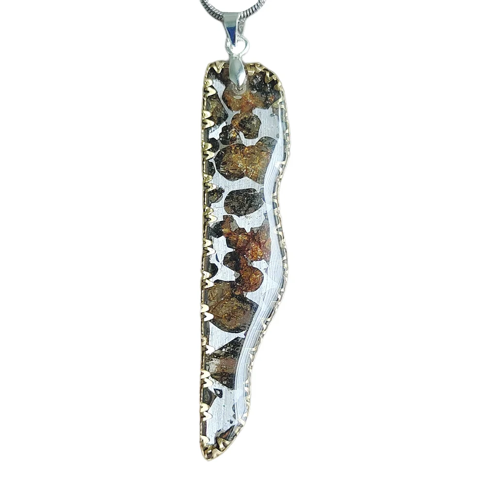 Brenham Olive Meteorite Pendant Olive Meteorite Necklace Natural Meteorite Material Collection - CB171