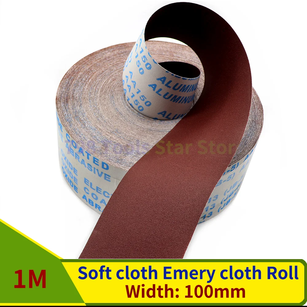 rolo de lixa de pano emery oxido de aluminio polegada largura rolos de lixa abrasiva para madeira de metal 1m 100 mm largura 60800 grit 01