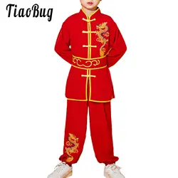 Kids Boys Girls Kung Fu Set Tai Chi Outfit Chinese Martial Arts Performance Costume Embroidery Traditional Chinese Uniform 3-16Y