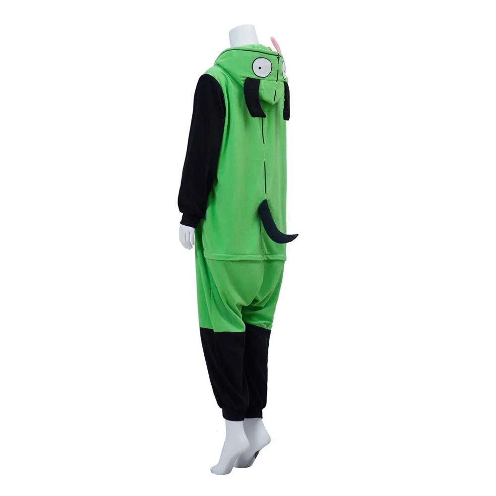 Invader Zim Costume Cosplay adulto tutina pigiama donna uomo verde con cappuccio tuta abiti Halloween Party Sleepwear