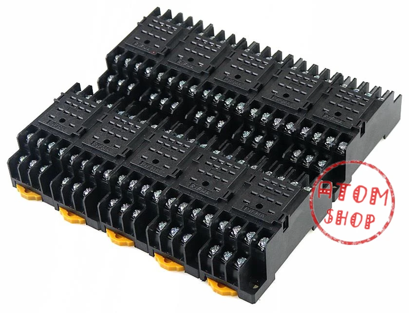 10pcs PYF14A 14 Pin Terminal Relay Socket Base Black for MY4NJ base HH54P Power Relay