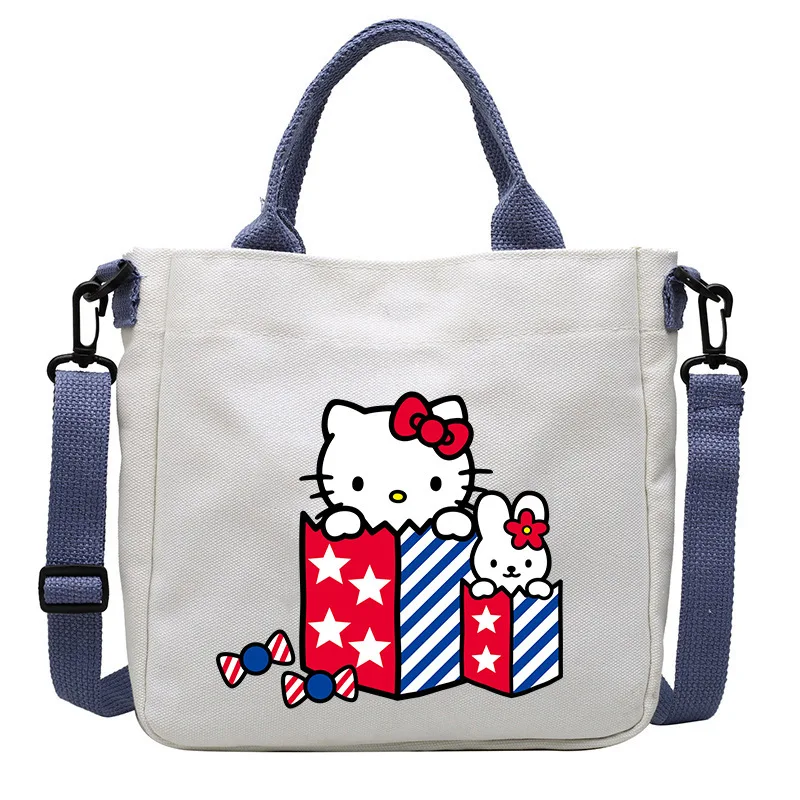 

Fashion Hello Kitty Shoulder Bag Cute Cartoon Handbag New Kids Large Capacity Crossbody Bag Portable Canvas Storage Bags Gift