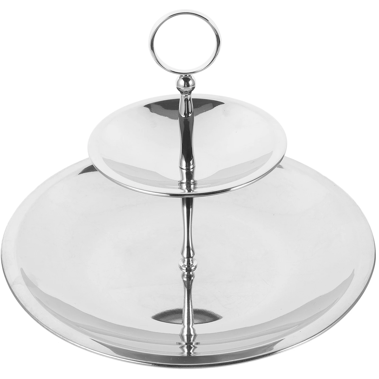 

Three Layer Fruit Plate Platters Stainless Steel Tray Snack Stand Trays Serving