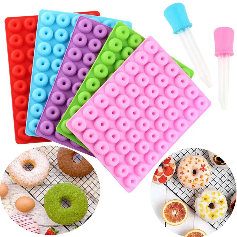 48 Cavity Small Donuts Chocolate Silicone Mold  Small Biscuit Fondant Candy Mold Cake Decorating Baking Tools
