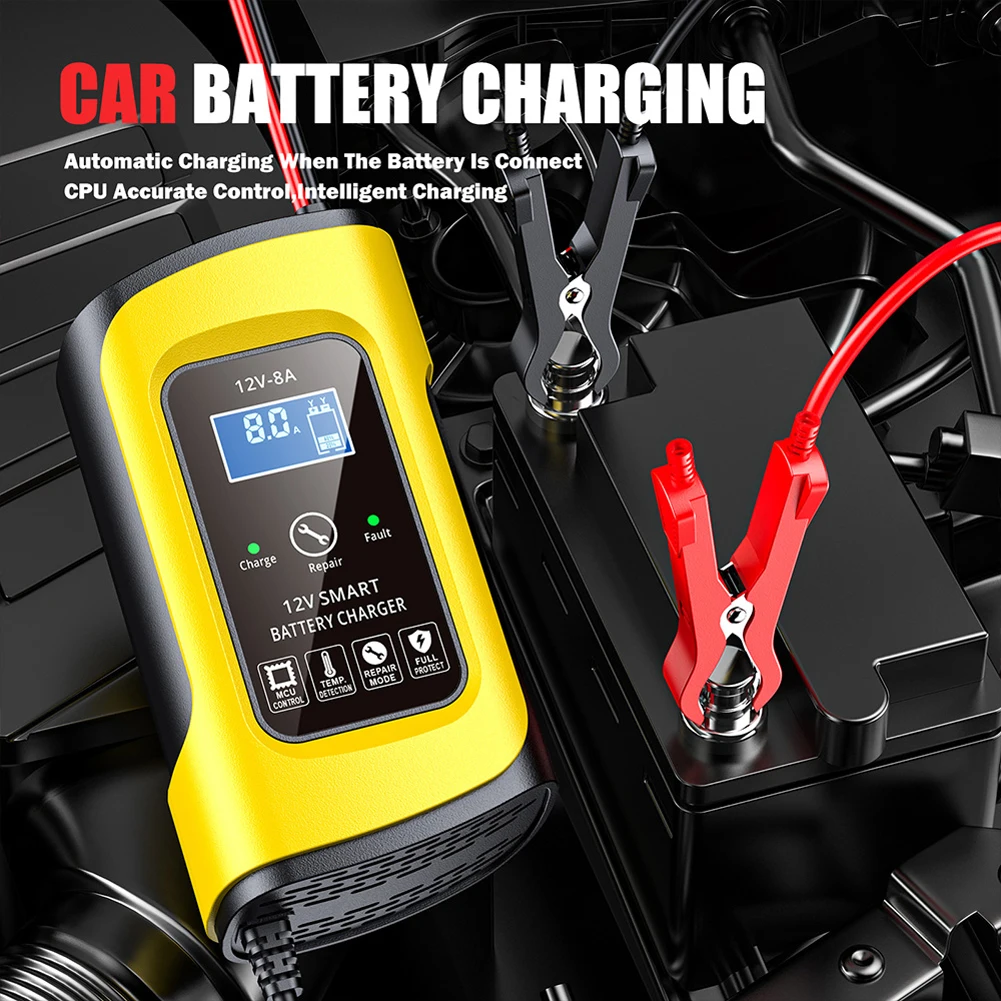 

12V 8A Car Battery Charger 3 Stage Charging Intelligent Battery Charger Smart Full Automatic Charger Automotive Tools