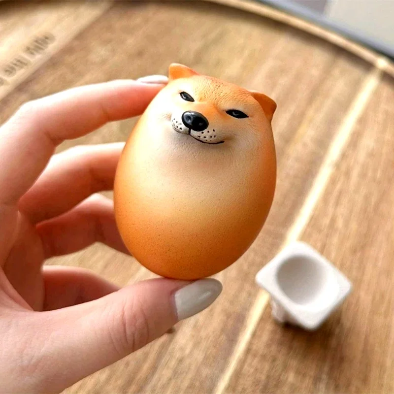 1pc Shibako Dog & Egg Union Creative Shiba Inu Realistic Egg Shape Desk Decor Dog Egg Decorations For Home Offices Fun Gifts