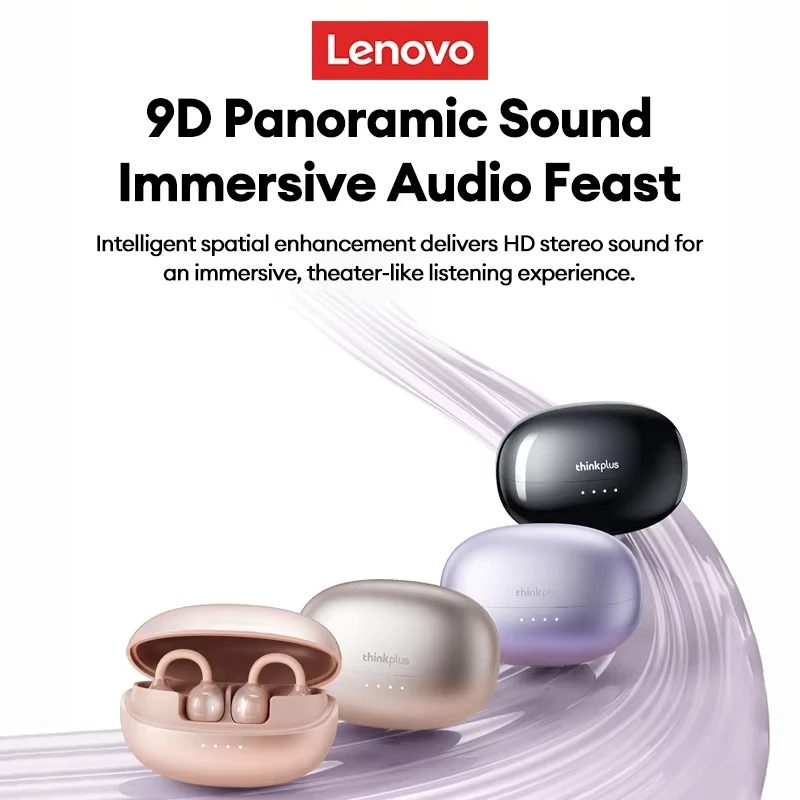 2026 New Lenovo LK6 Wireless Sports Earphones Ear Clip HD Stereo Bluetooth Headsets HIFI Music Noise Reduction Gaming Earbuds