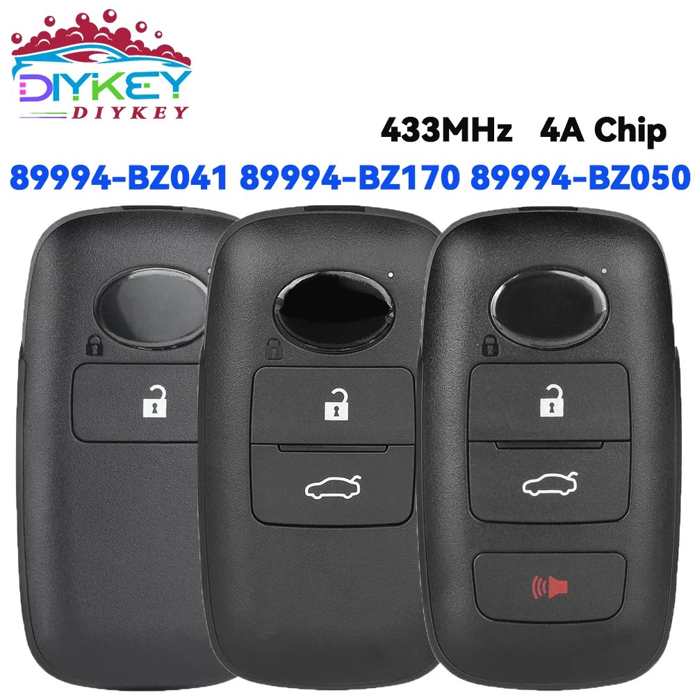 DIYKEY For Toyota Raize Rocky 2/3/4 Buttons 89994-BZ041 89994-BZ170 89994-BZ050 Keyless Go 4A Chip 433MHz Smart Key Remote Fob