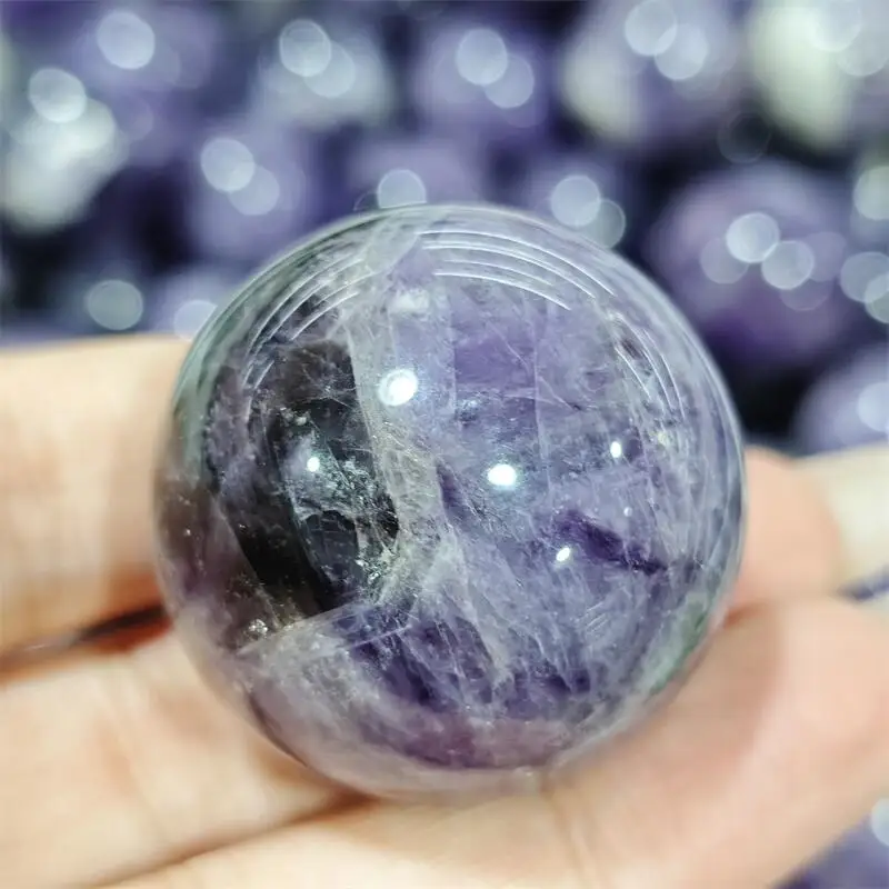 

600G Natural Dream Amethyst Sphere Carving Gemstone Bulk Reiki Healing Fengshui Stone Home Decor Rocks 1PCS