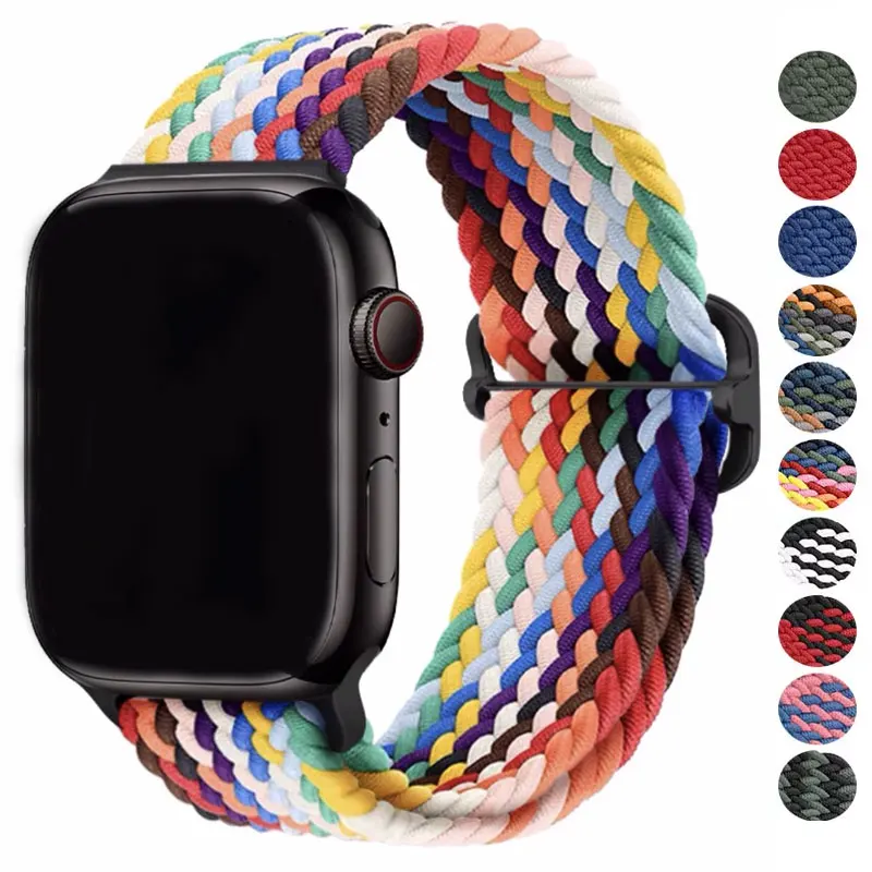 

Плетеная одинарная петля для Apple Watch Band 45 мм Ultra 2 49 мм 38 мм 44 мм 40 мм 41 мм 42 мм Эластичный браслет серии 9 8 7 3 5 se 6 4 ремешок