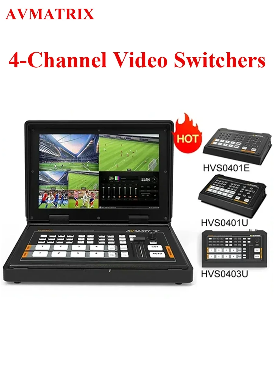 AVmatrix HVS0403U PVS0403U HVS0401E HVS0401U Video Switcher Mixer Micro 4 Channel SDI HDMI Multi-Format Recording PGM Output