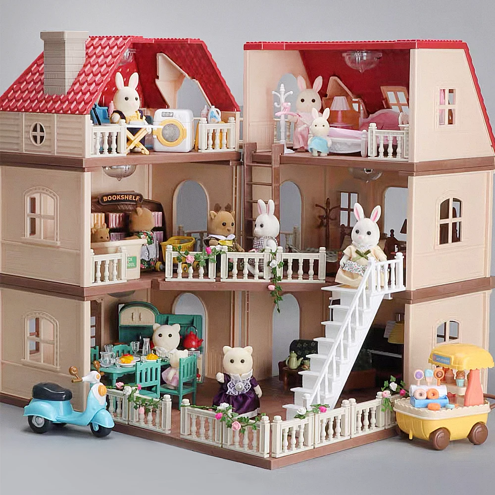 1/12 Mobili per case delle bambole Famiglia Casa Villa Simulare Foresta Coniglio Famiglia di animali Scena in miniatura Giocattolo Display Mobili Giocattolo Regalo
