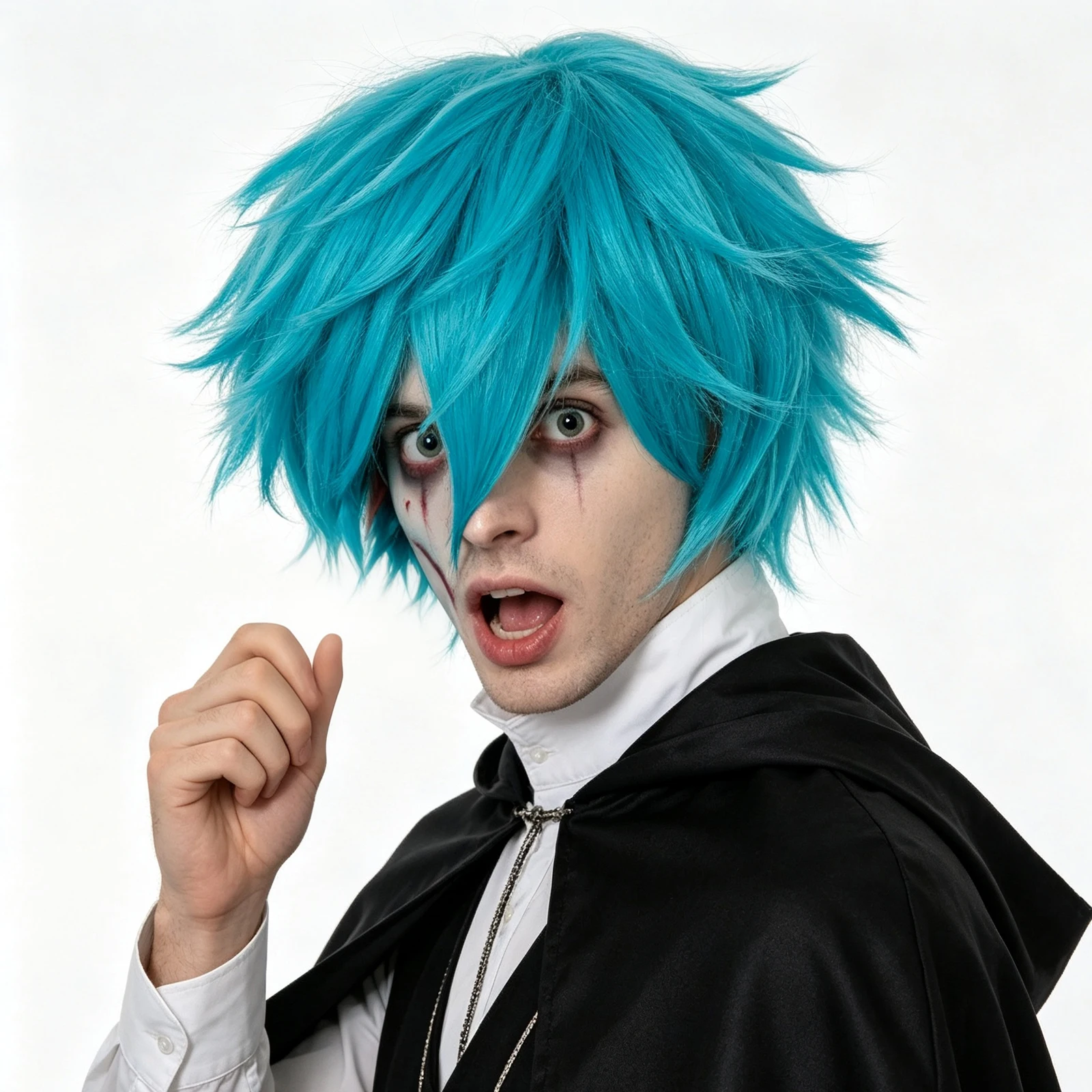 Blue Short Spiky Curly Synthetic Hair Wig Men Women Halloween Event Figure Decor Simple Light Hair Head piece