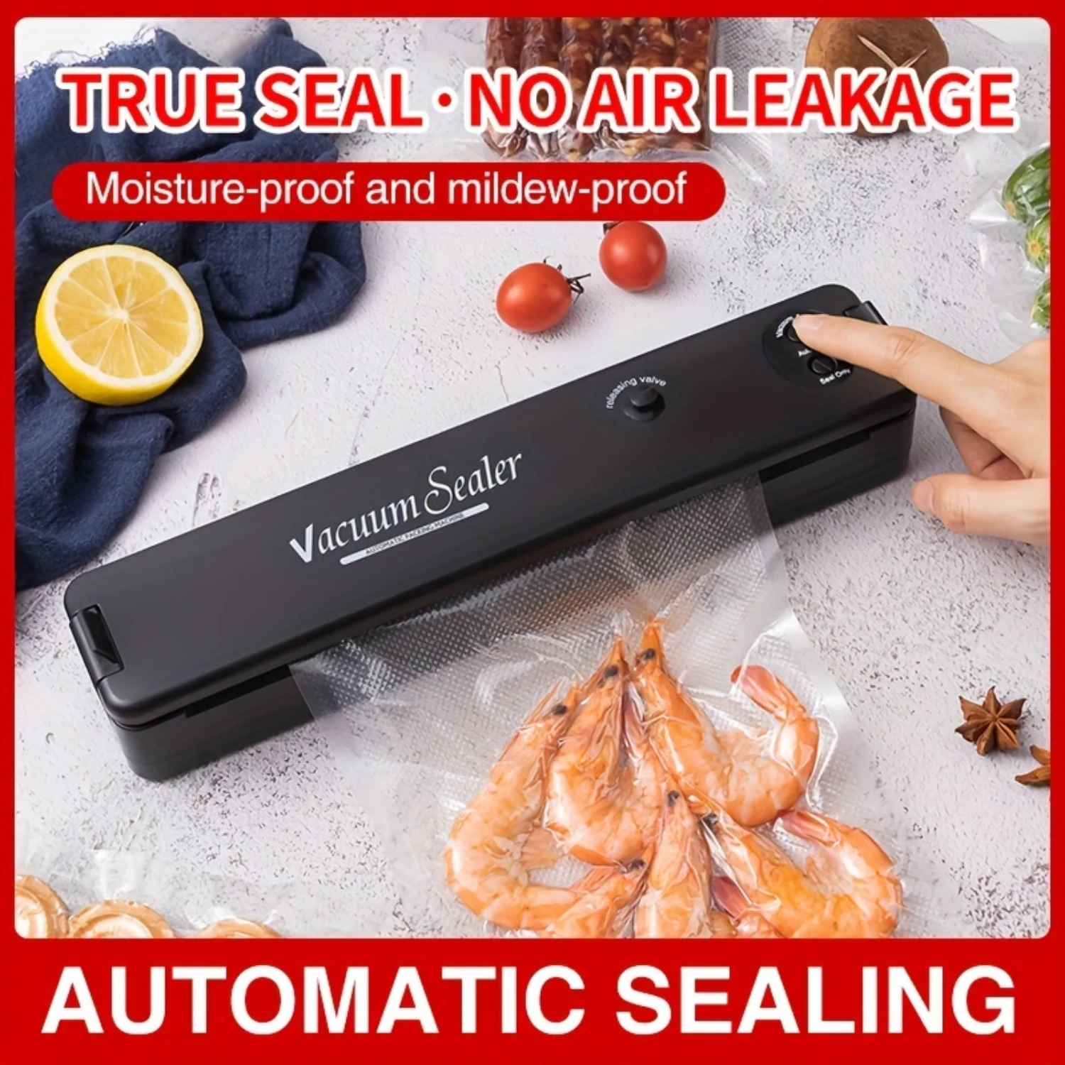 

1pcs Vacuum Sealer Machine Food Vacuum Sealer For Food Saver - Automatic Air Sealing System For Food Dry And Moist Food Modes C