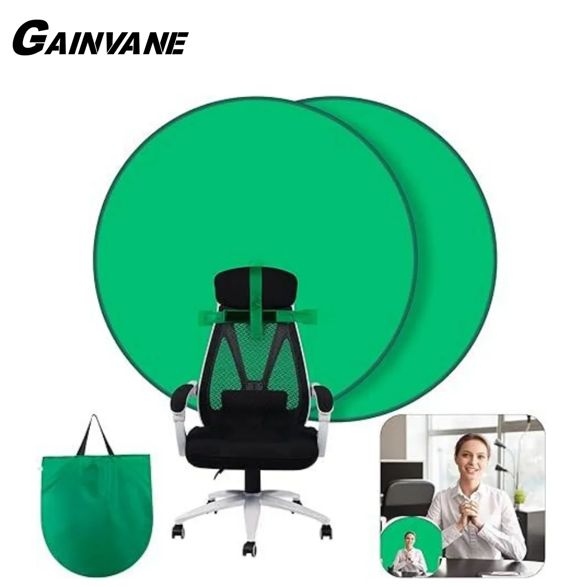 GAINVANE Background Solid Color Green Screen Chair Photo Backdrop Studio Photography Prop Simple Foldable Reflector 75/110/142CM