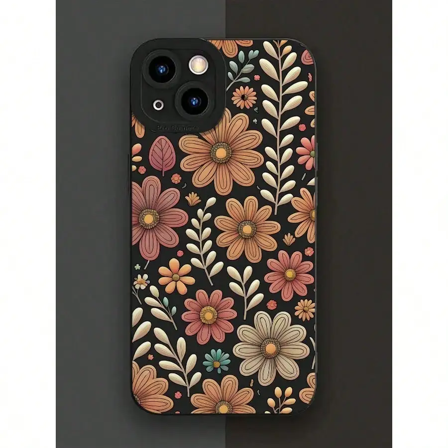 Funda para teléfono con estampado de flores y protección de cámara, compatible con iPhone 17 16 15 14 13 12 11 Pro Max Plus