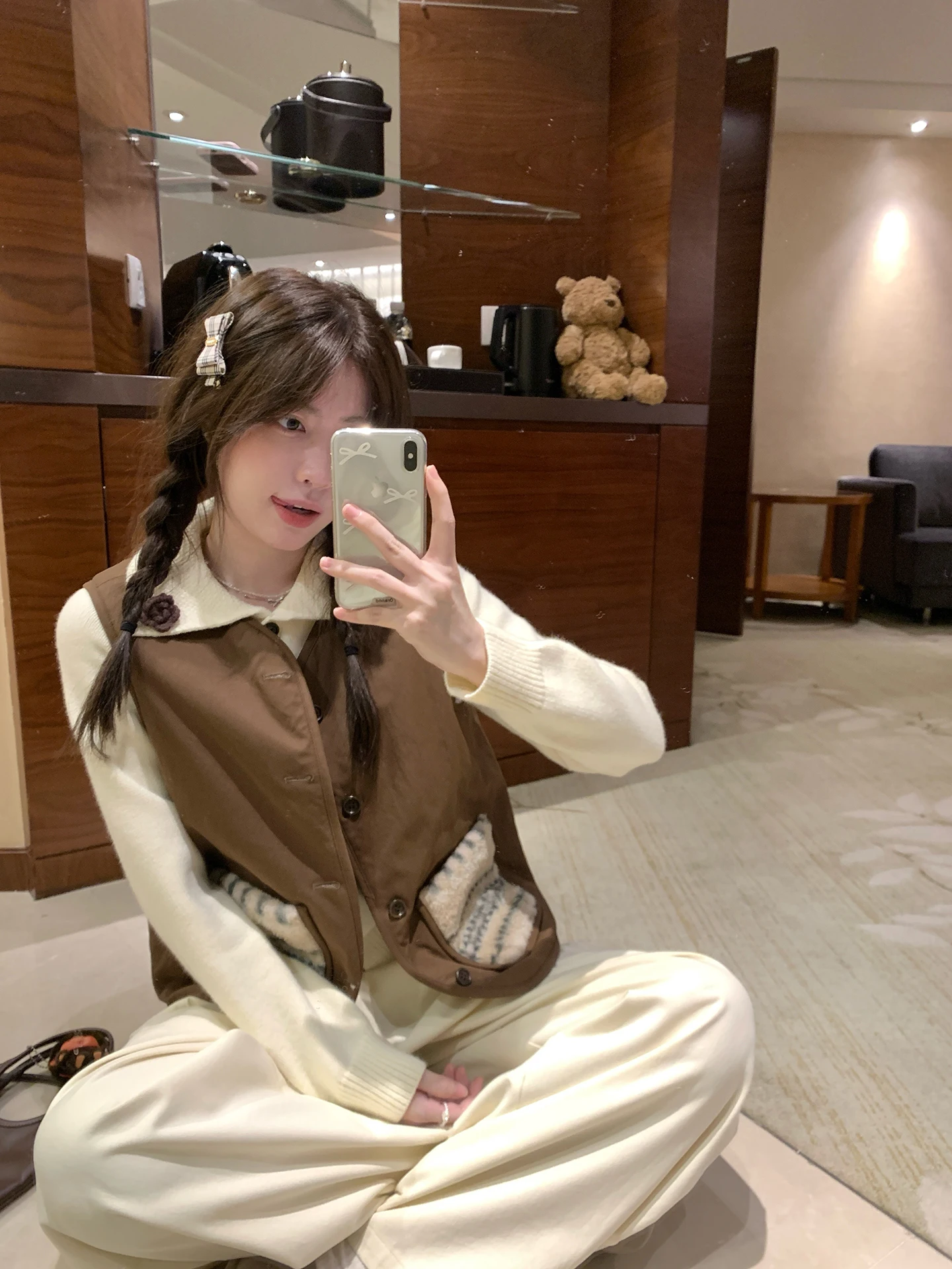 

PtonUmi Женский двусторонний жилет из меха ягненка с тотемом и рисунком, круглый жилет Ne, стандартная длина, средний индекс тепла