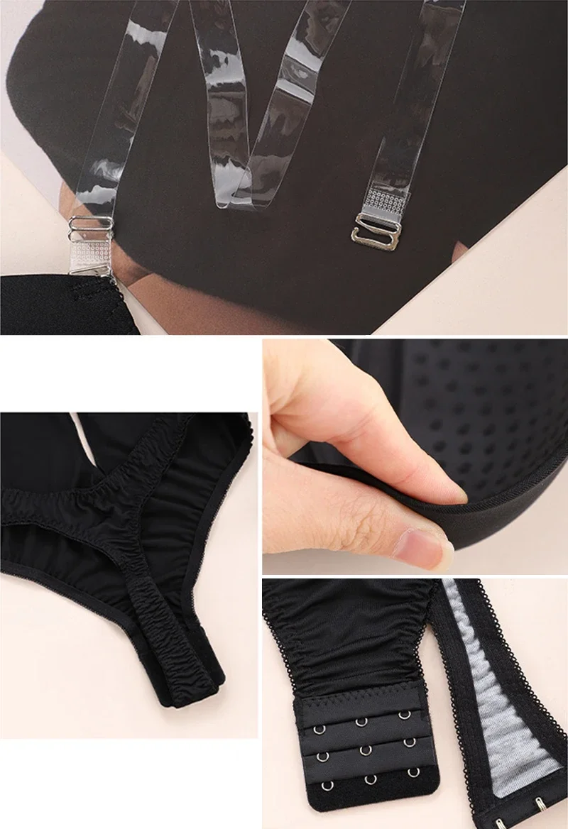 Sexy Full Body Shaper Bra Women Deep V Convertible Bra Thong Shapewear Backless Invisible Push Up Underwear Slim Bodysuit