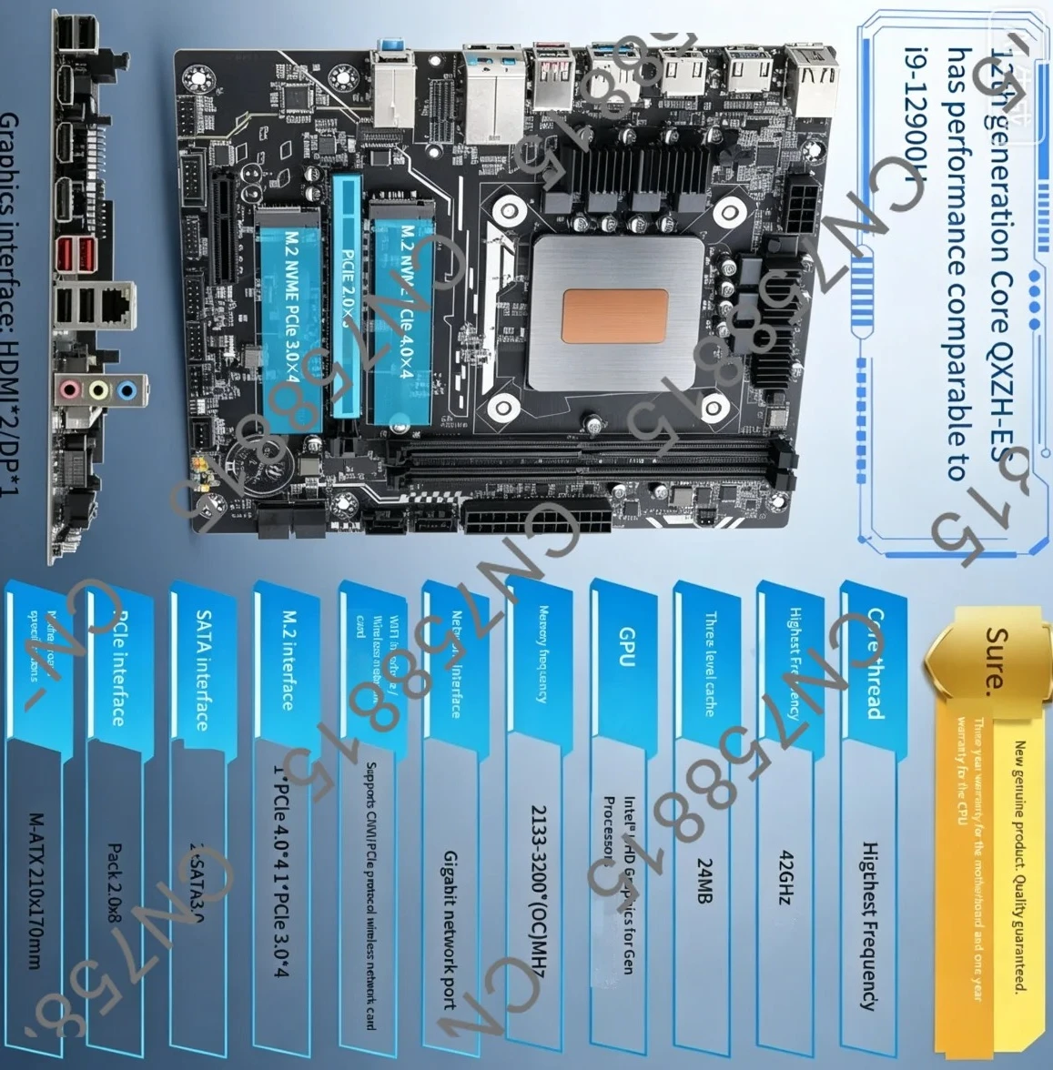 4.2GHz, I9-12900H ES, For Core QXZH performance, desktop computer itx main board DDR4, 14 core 20 threads, fast delivery
