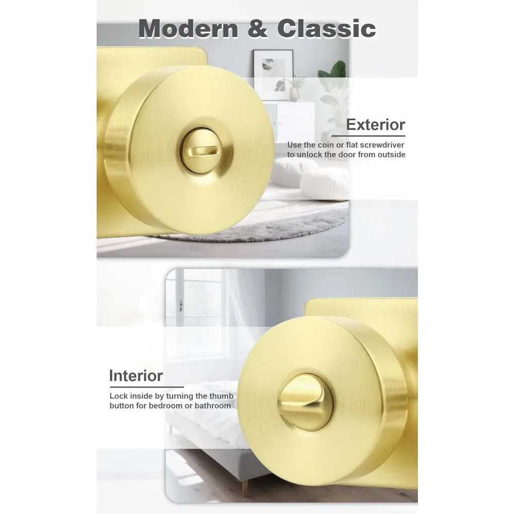 مقابض الأبواب الداخلية بدون مفتاح، 4 عبوات من مقابض أبواب الخصوصية، قاعدة مربعة كلاسيكية لغرفة النوم والحمام، نعل دخول آمن بدون مفتاح #4