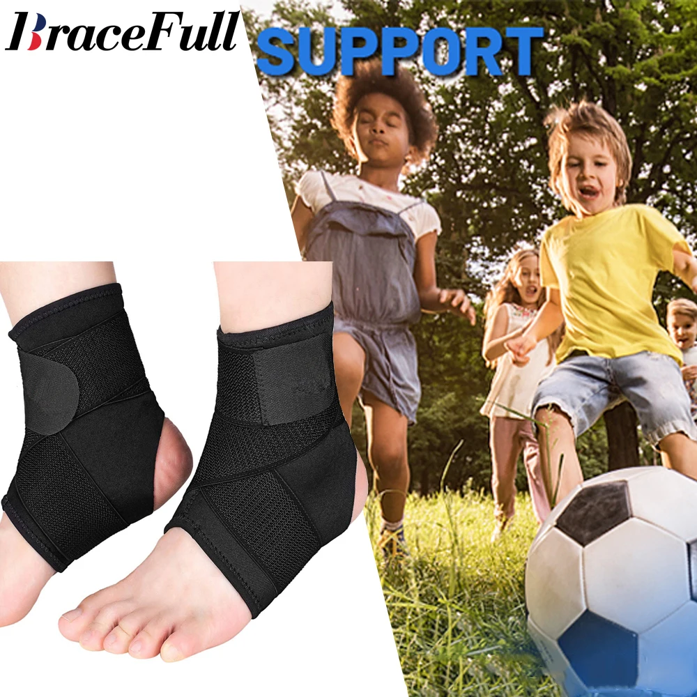 

1Pair Kids Ankle Brace,Adjustable Youth Lace up Ankle Brace Wraps Support for Youth Football Soccer Sprain Prevention Protection