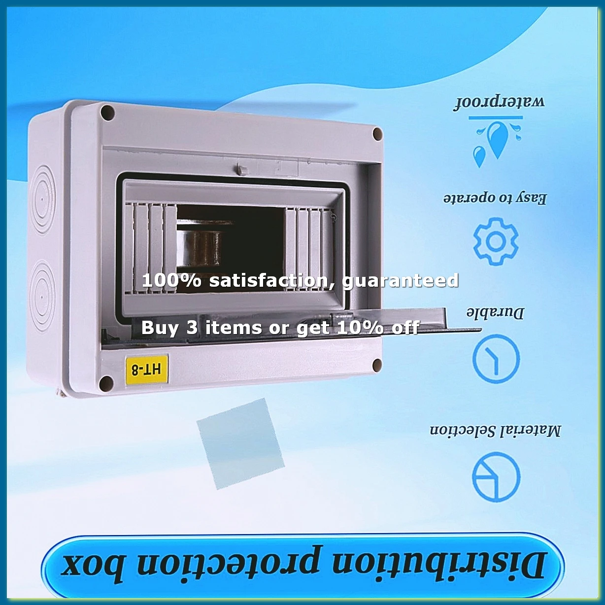 IP65 Mcb Breaker Box Distribution Protection Box ABS Power Electronic Din Rail Enclosure for Circuit Breaker HT-8 Way-A49I