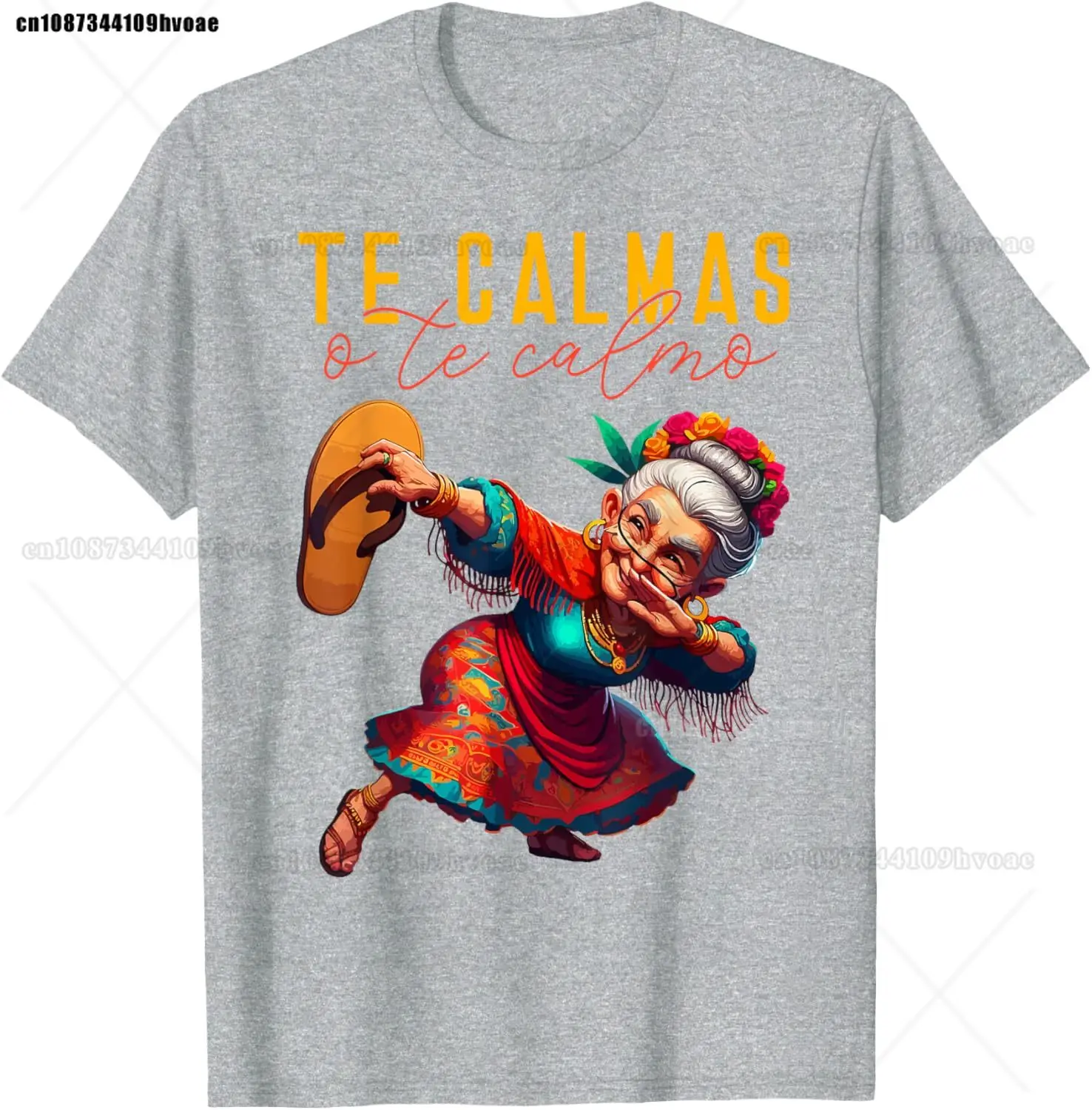 Mexican Spanish Mother Mom Expression Te Calmas O Te Calmo T-Shirt Round Neck Short-sleeve Simple Style