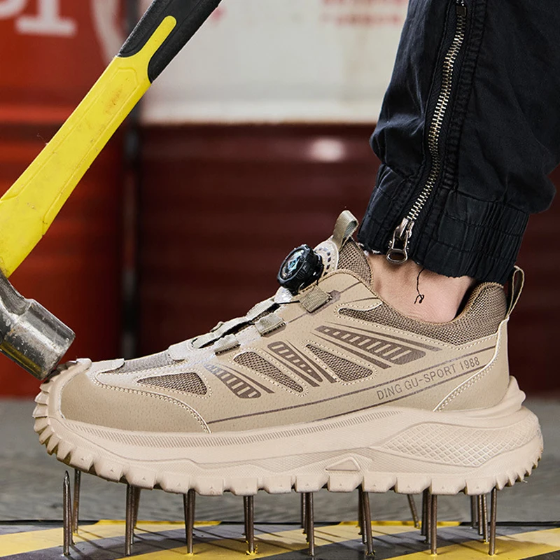 Rotating Button Work Sneakers Safety Shoes Men Anti-Smash Anti Puncture Protection Shoes Platform Security Boots Steel Toe Shoes