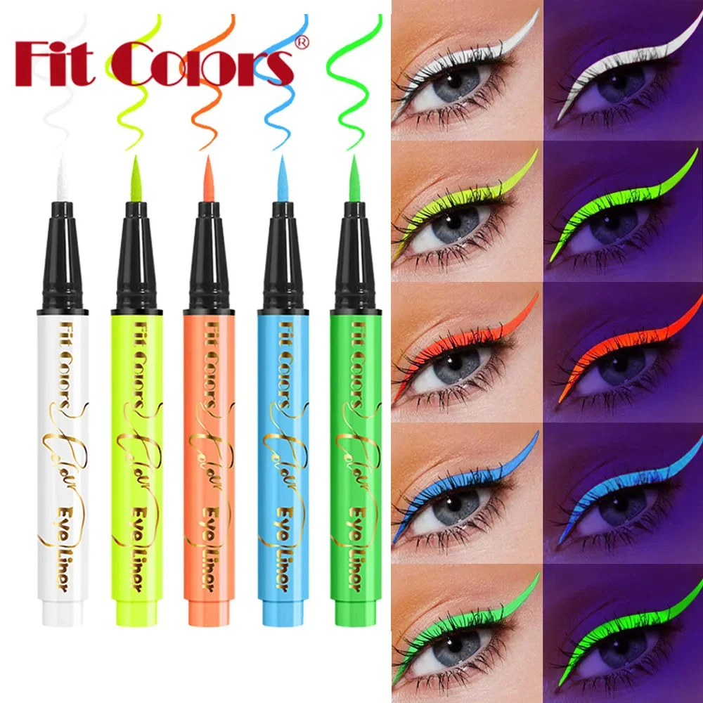 Stylo Eyeliner Fluorescent à Lumière UV pour les Yeux, Maquillage Étanche, Jaune, Violet, Rouge, Liquide, Crayon, Cosmétiques