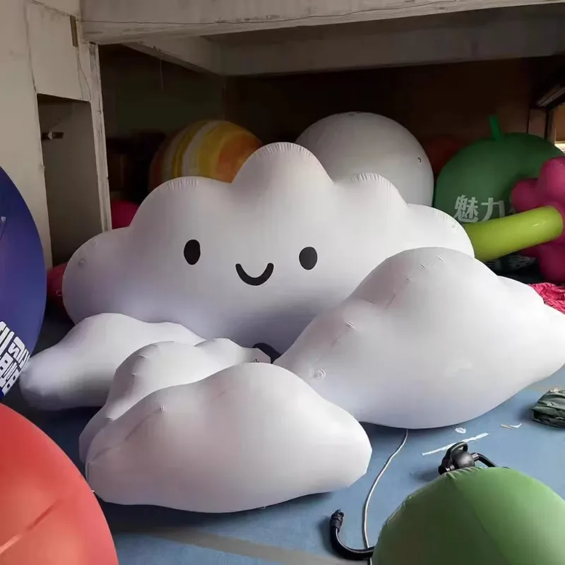 Inflatable White Cloud Helium Balloon Hanging Air Cloud Shape Models for Party Event Decoration view 5