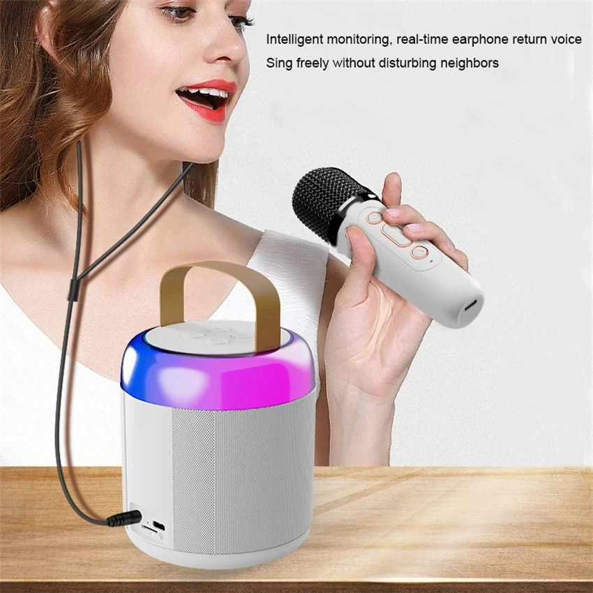 Handheld Wireless KTV Karaoke Machine With Dual Microphone Mobile Blue-tooth-compatible Speaker Portable Singing Equipment