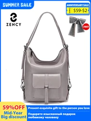 Borsa a tracolla da donna alla moda Zency Borsa a tracolla multifunzione in vera pelle di grande capacità al 100% Zaino marrone
