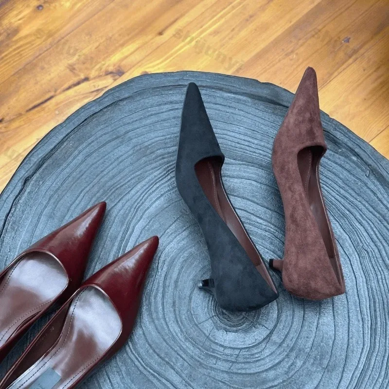 Women Pumps Sexy Suede Pointed Toes High Heels Fashion Office Stiletto Party Wedding Shoes Female Comfort Low Heel Women Shoes image 3