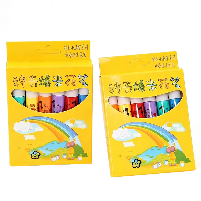 6 Pcs / Set New Multifunctional Foam Exotic Popcorn Pen Marker Pen Notebook Children's Magic Pen Fun Fluffy Pen 3D Bubble Pen