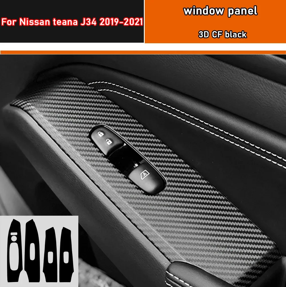 Car Interior Sticker Gear Box Protective Film For Nissan Teana J33 2019-2021 Car window Panel Sticker Carbon Fiber Black